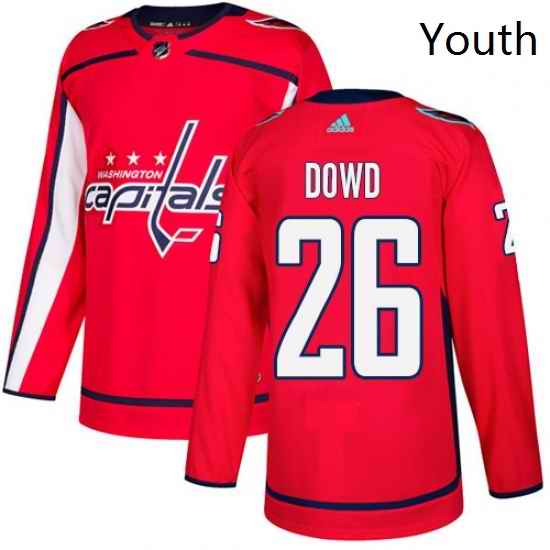 Youth Adidas Washington Capitals 26 Nic Dowd Authentic Red Home NHL Jersey